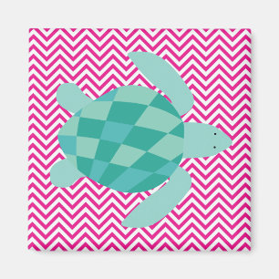 Íman Tartaruga do Mar Aqua em Ímã de Grelha-Gola-Rosa