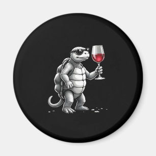 Íman tartaruga fixe bebendo vinho tinto impressão artís