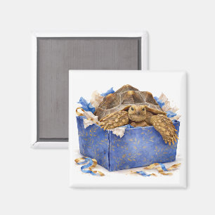 Íman Tartaruga Presente de Aniversário em Aquarela Azul