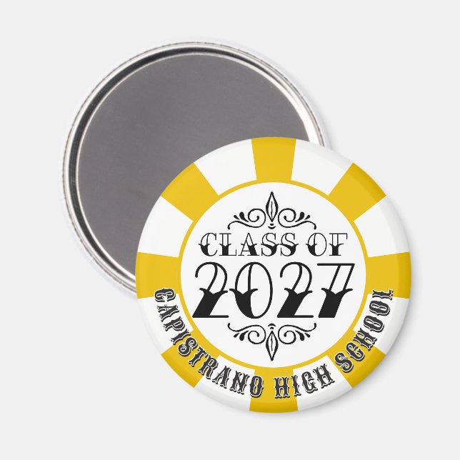 Íman Tat-Style Gray Turma de 2027 Graduação (Front/Back)