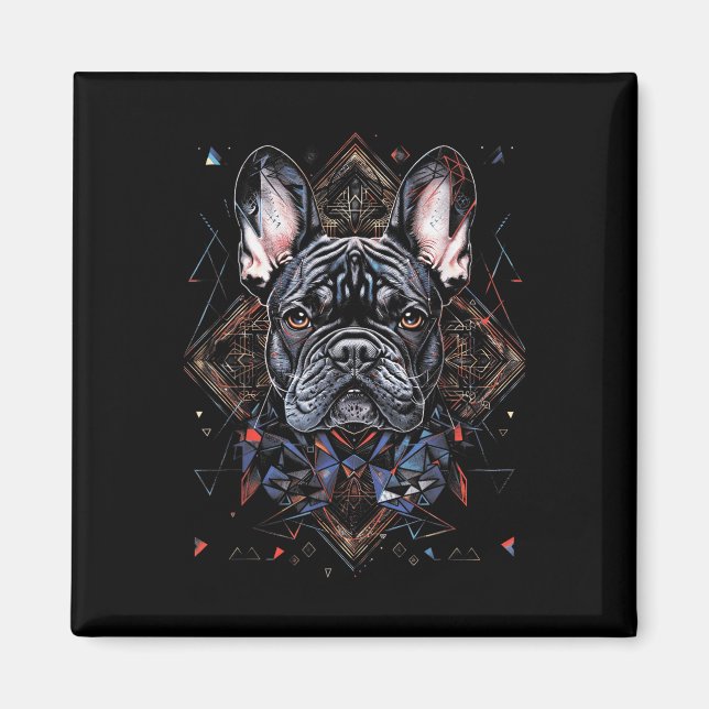 Íman Tattoo Art French Buldog Combinado Geométrico (Frente)
