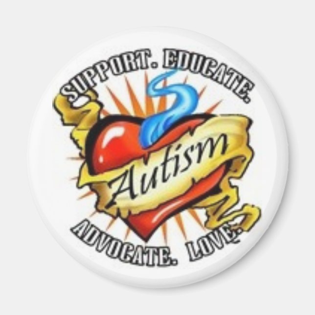 Íman tatuagem cardíaca autismo (Frente)