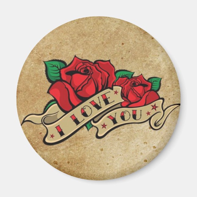 Íman Tatuagem Eu Te Amo Rosa Magnet (Frente)