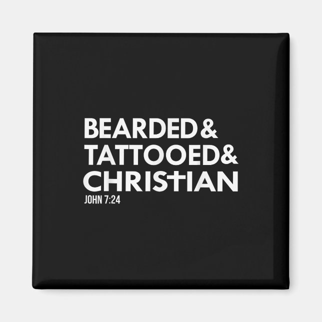 Íman Tatuagens De Barba Engraçada Cristã (Frente)