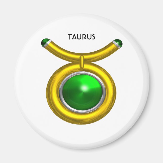 ÍMAN TAURUS/DOURADO,VERDE EMERALD ZODIAC SINAL JEWEL (Frente)