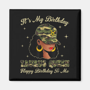 Íman Taurus Queen Lock Black Woman Camo Boné Zodiac Sin