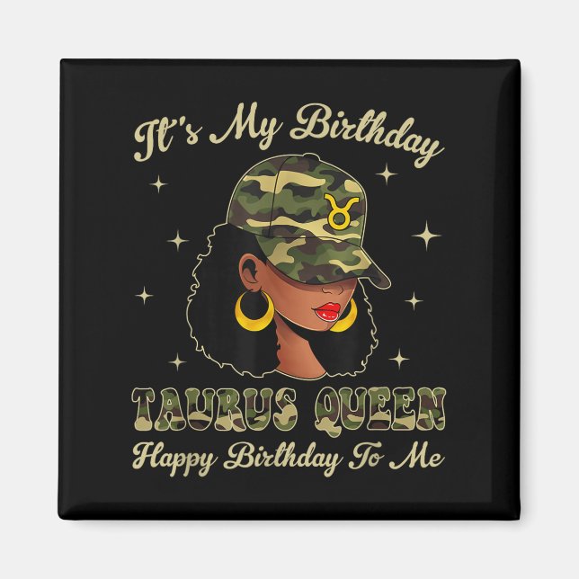 Íman Taurus Queen Lock Black Woman Camo Boné Zodiac Sin (Frente)