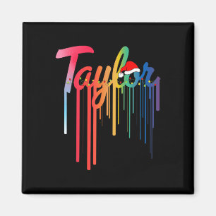 Íman Taylor First Name Santa Hat Colorful Impressão Tay