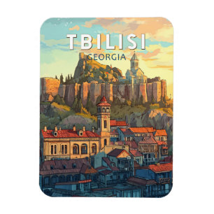 Íman Tbilisi Georgia Illustration Viagem Art Vintage