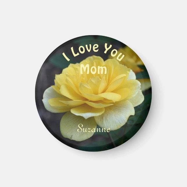 Íman Te Amo Mãe Flor Amarelo Rosa Personalizada (Frente)