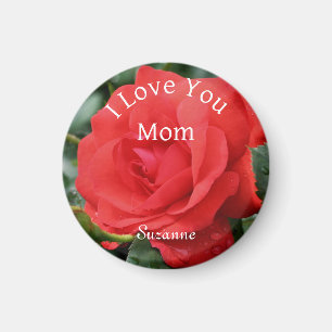 Íman Te Amo Mãe Rosa vermelha Flor Personalizado