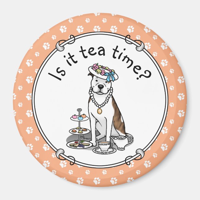 Íman Tea Party Pit Bull (lt brindle white 3) (Frente)