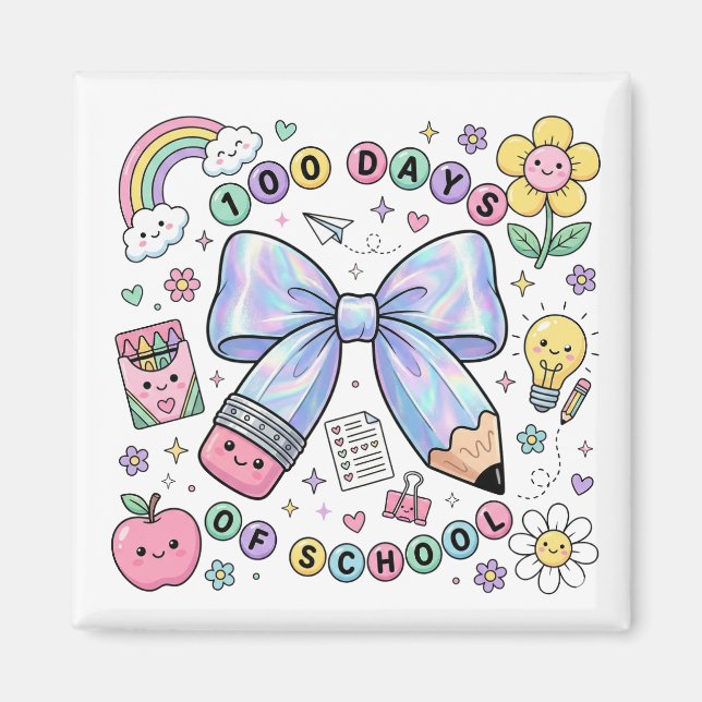 Íman Teacher 100 Days of School Magnet  (Frente)