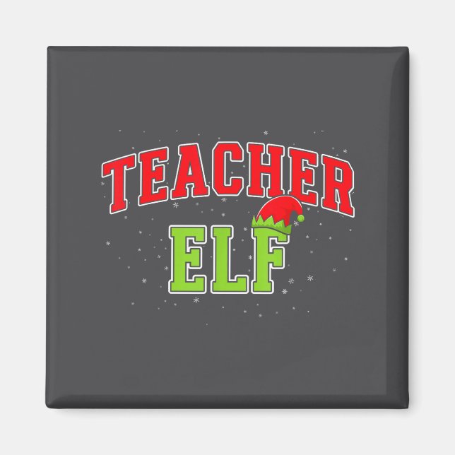 Íman Teacher Elf Christmas Family Matching Group Xmas T (Frente)