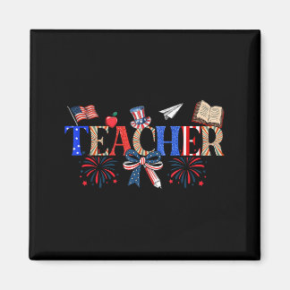 Íman Teacher Patriotic 1776 Independence Day Artwork