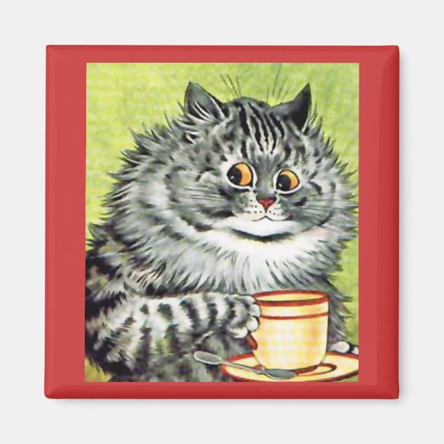 Íman Teacup Cat Magnet por Louis Wain (Frente)