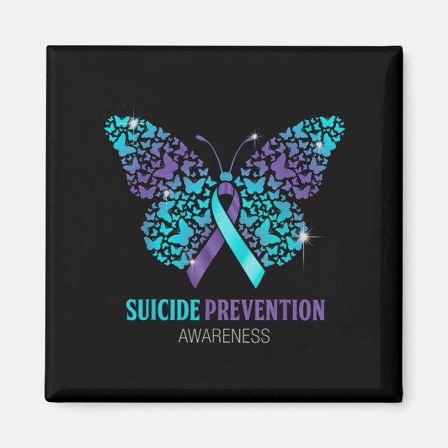 Íman Teal And Purple Butterfly Suicide Prevention Aware (Frente)