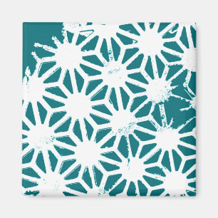 Íman Teal and white geometric pattern