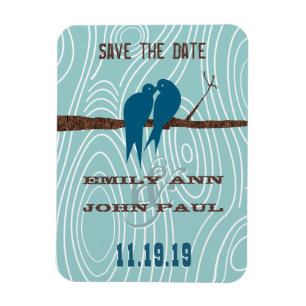 Íman Teal Cute Beijando Pássaros Apaixonados Sentados e