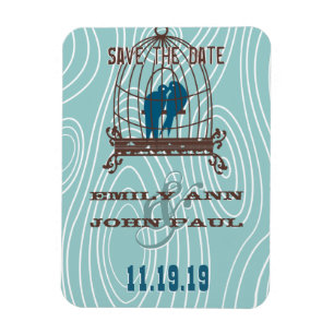 Íman Teal Cute Beijando Pássaros Apaixonados Sentados n