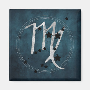 Íman Teal da constelação de zodíaco preto e prateado