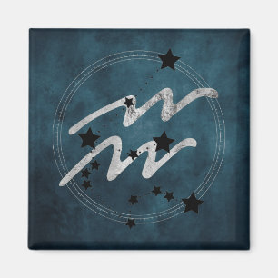 Íman Teal de constelação de prata e preto de Aquarius