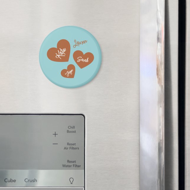 Íman Teal de Corações da Mãe Personalizada (In Situ (Fridge))