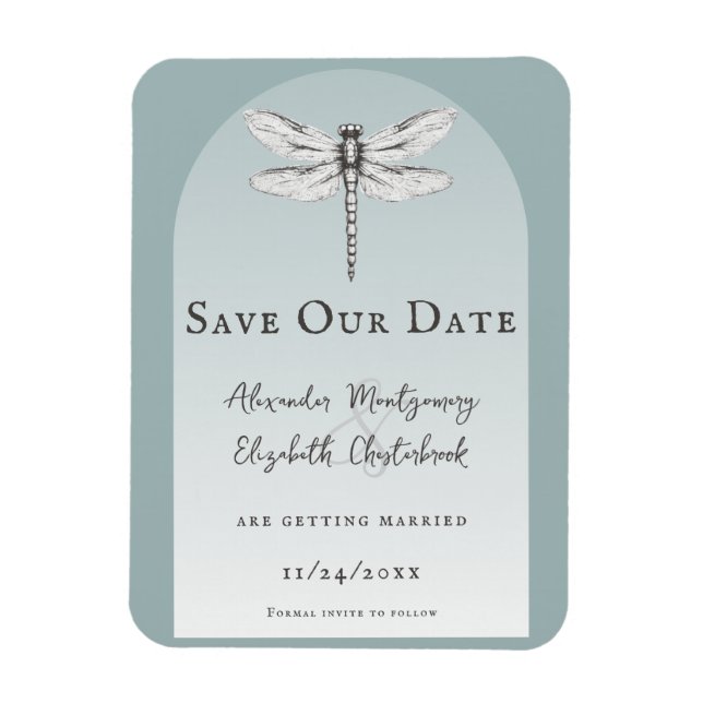 Íman Teal Dragonfly Wedding (Vertical)