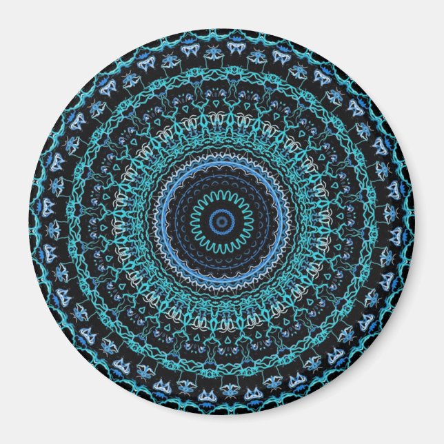 Íman Teal e Black Mandala (Frente)