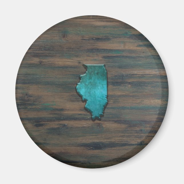 Íman Teal em forma de estado de Illinois (Frente)