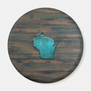 Íman Teal em forma de Wisconsin