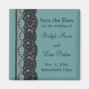 Íman Teal French Lace Imã salve a data