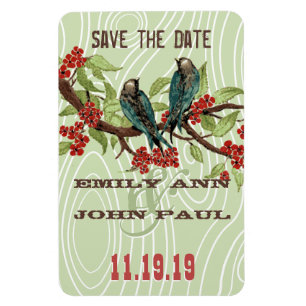Íman Teal Love Birds RED Cherry Blossoms
