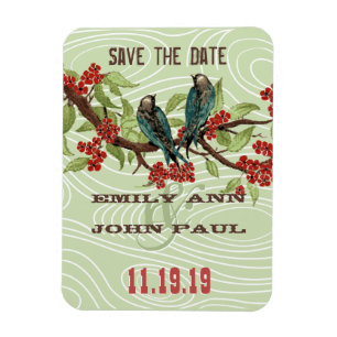 Íman Teal Love Birds RED Cherry Blossoms