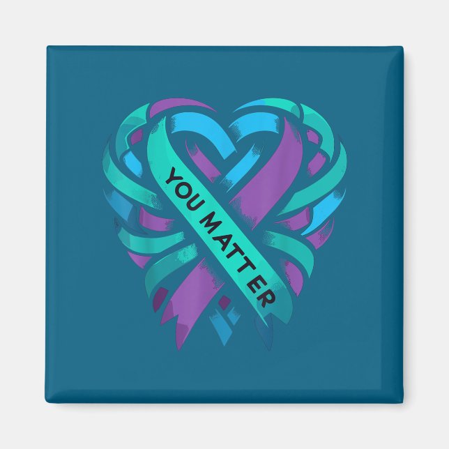 Íman Teal Purple Heart You Suicide Prevention Awareness (Frente)
