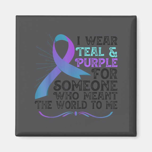 Íman Teal Purple Ribbon For Suicide Prevention Awarenes (Frente)