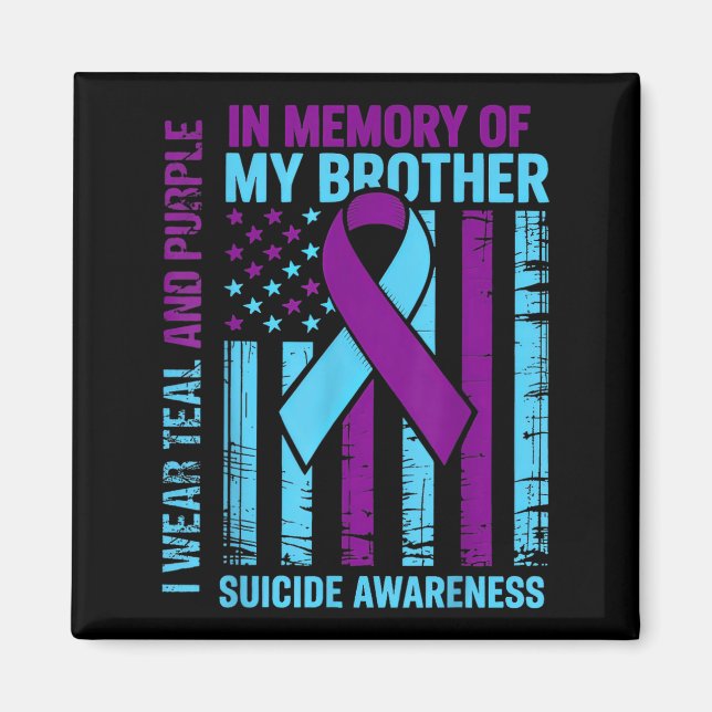 Íman Teal Purple Ribbon Suicide Awareness Flag Brother  (Frente)