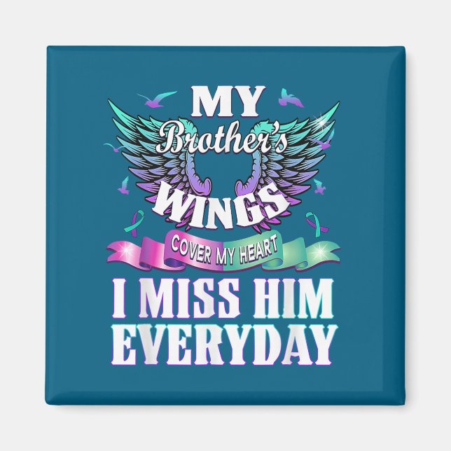 Íman Teal Purple Ribbon Suicide Awareness Flag I Miss M (Frente)