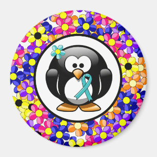 Íman Teal Ribbon Penguin