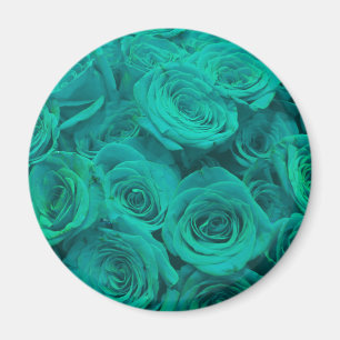 Íman Teal romântico elegante - rosas verdes