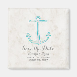 Íman Teal Rustic Anchor Salva a Data
