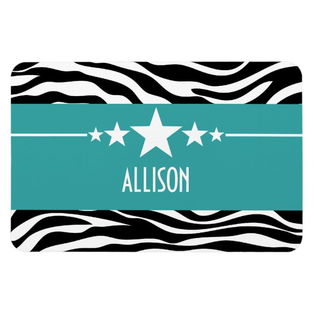 Íman Teal Sassy Star Zebra Premium Magnet (Horizontal)