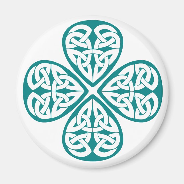 Íman Teal Shamrock Celtic Knot (Frente)