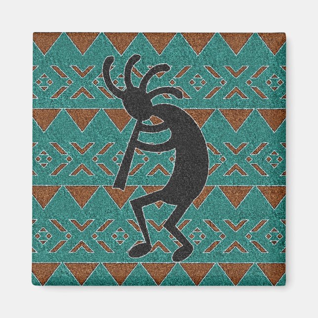 Íman Teal Southwestern Design Kokopelli (Frente)