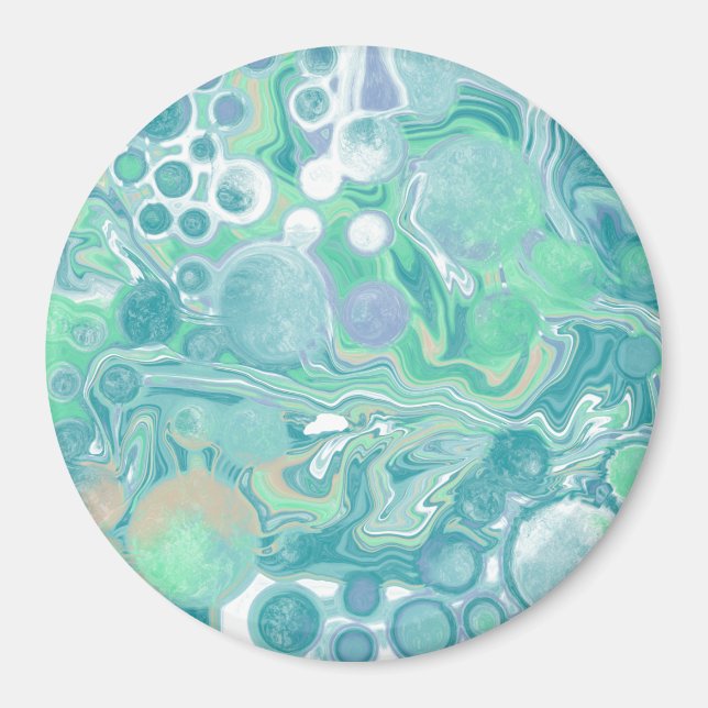 Íman Teal Verde Azul Marble Fluid Art (Frente)