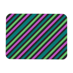 Íman Teal, Verde limão, Brilhante Rosa-Quente Striped 