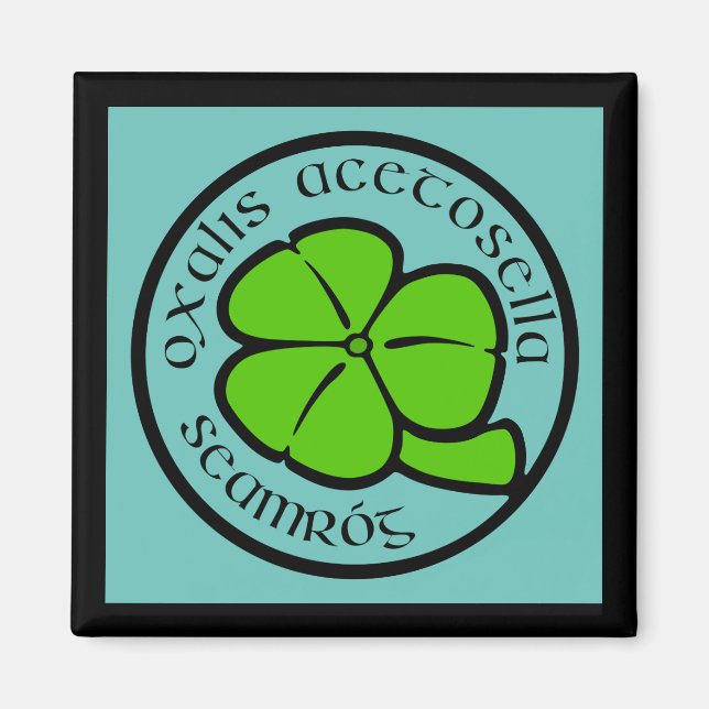 Íman Teal Verde Shamrock Saint Patrick's Day Floral Art (Frente)