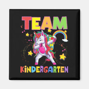 Íman Team Kindergarten Dabbing Unicorn de volta à escol