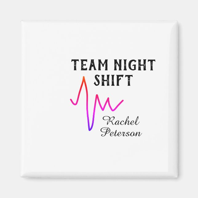 Íman Team night shift nurse doctor medical name heart l (Frente)