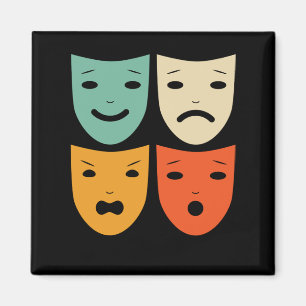 Íman Teatro Vintage Máscaras Atriz Teatro Ator de Drama